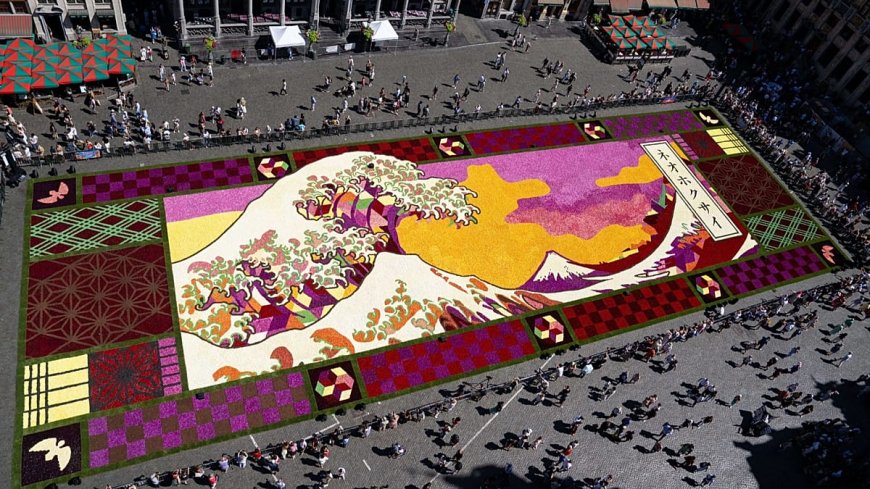 Brüksel'in merkez meydanı Japon esintili dev çiçek halısına büründü